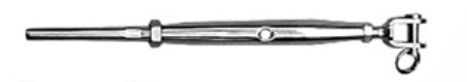 Nerezový napínák M6, nerez A4, vidlice - lisovací koncovka pro lanko 3 mm