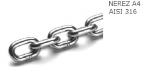 Nerezové řetězy DIN 766 - krátký článek
